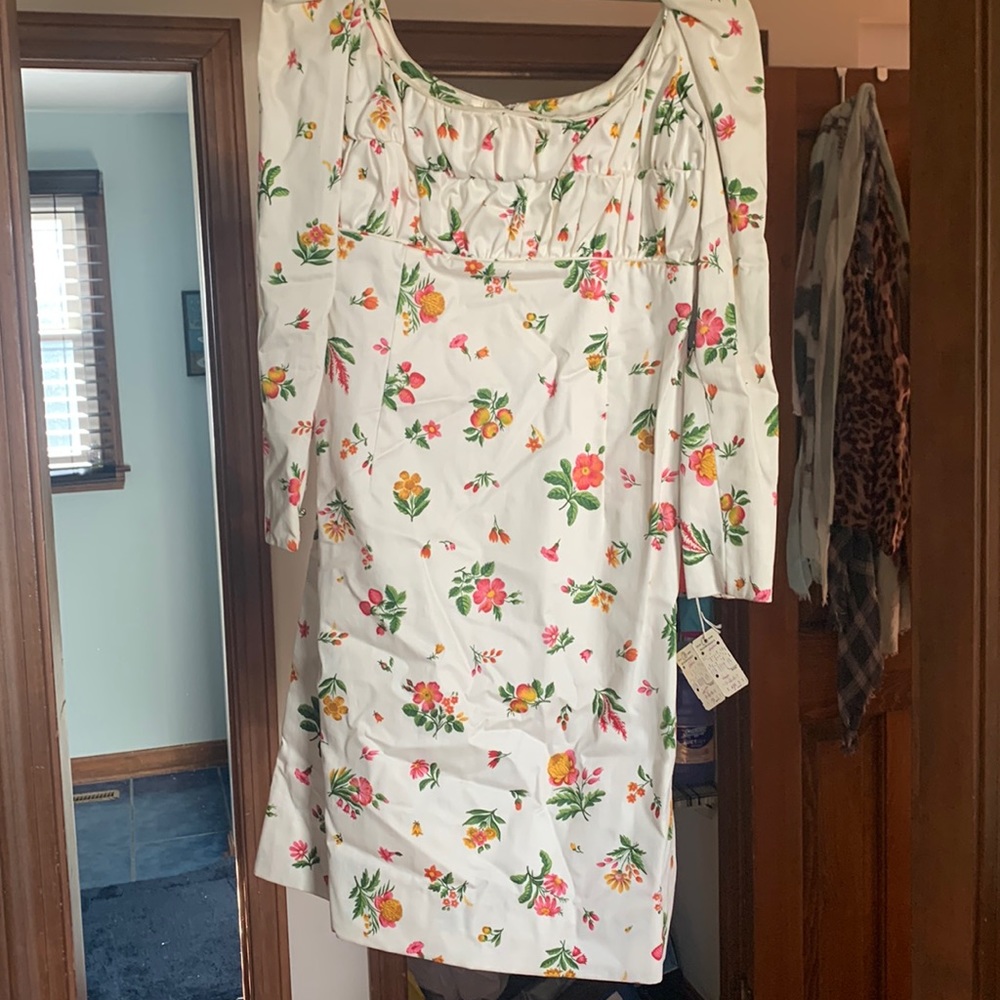 Vintage Joanna Nelson floral print dress cotton dress 11/12 w/tags. 1960